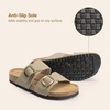 image:imageDREAM PAIRS Womens Slides Soft Genuine Footbed Sandals Comfortable Adjustable Double Buckle Slipon Flat Sandals with Arch Support Frame Dual Slippers for Summer 2026Taupe