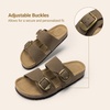 image:imageDREAM PAIRS Womens Slides Soft Genuine Footbed Sandals Comfortable Adjustable Double Buckle Slipon Flat Sandals with Arch Support Frame Dual Slippers for Summer 2026Brown
