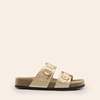 image:imageDREAM PAIRS Womens Slides Soft Genuine Footbed Sandals Comfortable Adjustable Double Buckle Slipon Flat Sandals with Arch Support Frame Dual Slippers for Summer 2026Gold