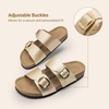 image:imageDREAM PAIRS Womens Slides Soft Genuine Footbed Sandals Comfortable Adjustable Double Buckle Slipon Flat Sandals with Arch Support Frame Dual Slippers for Summer 2026Gold