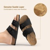 image:imageDREAM PAIRS Womens Slides Soft Genuine Footbed Sandals Comfortable Adjustable Double Buckle Slipon Flat Sandals with Arch Support Frame Dual Slippers for Summer 2026Black