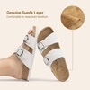 image:imageDREAM PAIRS Womens Slides Soft Genuine Footbed Sandals Comfortable Adjustable Double Buckle Slipon Flat Sandals with Arch Support Frame Dual Slippers for Summer 2026White