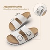 image:imageDREAM PAIRS Womens Slides Soft Genuine Footbed Sandals Comfortable Adjustable Double Buckle Slipon Flat Sandals with Arch Support Frame Dual Slippers for Summer 2026White