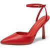 image:imageDREAM PAIRS High Heels for Women Closed Pointed Toe Dress Shoes for Women Ankle Strap Stiletto Heel Party Wedding Sexy Pump ShoesRedpu