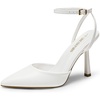 image:imageDREAM PAIRS High Heels for Women Closed Pointed Toe Dress Shoes for Women Ankle Strap Stiletto Heel Party Wedding Sexy Pump ShoesWhitepu