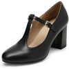 image:imageDREAM PAIRS Low Chunky Heels for Women TStrap Mary Jane Pumps Wedding Dress ShoesBlackPu