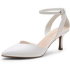 image:imageDREAM PAIRS Pointed Closed Toe Kitten Heels Stiletto Ankle Strap Womens Pumps Shoes for Women Wedding Party Dress SandalsWhitepu