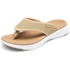 image:imageDREAM PAIRS Womens Arch Support Soft Cushion Flip Flops Thong SandalsKhakiknit