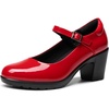 image:imageDREAM PAIRS Womens Chunky Low Block Heels Mary Jane Closed Toe Work Pumps Comfortable Round Toe Dress Wedding Shoes EDENIARedpat