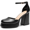 image:imageDREAM PAIRS Womens Chunky Platform High Heels Closed Toe Block Ankle Strap Dress Wedding Party Pumps ShoesBlackpu
