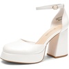 image:imageDREAM PAIRS Womens Chunky Platform High Heels Closed Toe Block Ankle Strap Dress Wedding Party Pumps ShoesWhitepu