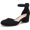 image:imageDREAM PAIRS Womens Closed Round Toe Low Block Heels Ankle Strap Chunky Heel Pumps Dress Wedding Office Party ShoesBlacknubuck