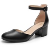 image:imageDREAM PAIRS Womens Closed Round Toe Low Block Heels Ankle Strap Chunky Heel Pumps Dress Wedding Office Party ShoesBlackpu