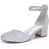image:imageDREAM PAIRS Womens Closed Round Toe Low Block Heels Ankle Strap Chunky Heel Pumps Dress Wedding Office Party ShoesSilver