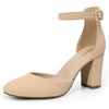 image:imageDREAM PAIRS Womens Closed Toe Chunky Heels Ankle Strap Low Block Heels Round Toe Dress Bridal Wedding Pumps ShoesNudenubuck