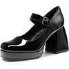 image:imageDREAM PAIRS Womens High Chunky Platform Closed Toe Mary Jane Block Heels Square Toe Strappy Dress Wedding Party Pumps ShoesBlackpat