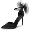 image:imageDREAM PAIRS Womens High Heels Strappy Closed Toe Stiletto Pointed Toe Mesh Bows Ankle Strap DOrsay Sexy Dress Wedding Party Pumps ShoesBlack