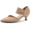 image:imageDREAM PAIRS Womens Kitten Heels Low Pumps Shoes Pointed Closed Toe Slip on Dress Work Bridal Party WeddingNude