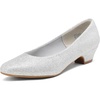 image:imageDREAM PAIRS Womens Mila Low Chunky Heel Pump ShoesSilverGlitter