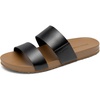 image:imageDREAM PAIRS Womens Open Toe Slides Sandals Comfortable Arch Support Footbed Two Strap Slipon Fashion Casual Beach Vacation Lightweight Flat Sandals Summer for WomenBlack