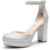 image:imageDREAM PAIRS Womens Platform Chunky High Heels Closed Toe Block Ankle Strap Dress Bridal Party Wedding ShoesSilver