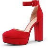 image:imageDREAM PAIRS Womens Platform High Chunky Heels Closed Toe Block Ankle Strap Dress Buckle Round Toe Wedding Party Comfortable Pumps ShoesRedsuede