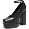 image:imageDREAM PAIRS Womens Platform High Heels Closed Toe Chunky Block Pumps Square Toe Ankle Strap Dress Fashion Party Y2K ShoesBlackpu