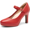 image:imageDREAM PAIRS Womens Pumps Close Toe Classic High Heels Round Toe Comfortable Low Platform Mary Jane Dress ShoesRedpu