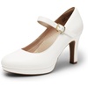 image:imageDREAM PAIRS Womens Pumps Close Toe Classic High Heels Round Toe Comfortable Low Platform Mary Jane Dress ShoesWhite