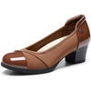 image:imageDREAM PAIRS Womens Pumps Low Chunky Block Closed Toe Shoes Work Comfortable Heels Round Toe DressTan