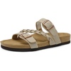 image:imageDREAM PAIRS Womens Slides Soft Cork Footbed Sandals Comfortable Walking Slipon Flat Sandals Arch Support Adjustable Buckle Braided Straps SlippersBeige