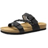 image:imageDREAM PAIRS Womens Slides Soft Cork Footbed Sandals Comfortable Walking Slipon Flat Sandals Arch Support Adjustable Buckle Braided Straps SlippersBlack
