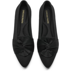 image:imageDREAM PAIRS Flats for Women Pointed Toe Knit Ballet Flats with Bow Foldable Comfortable Dress Shoes for Work Office Business Casual TravelBlack