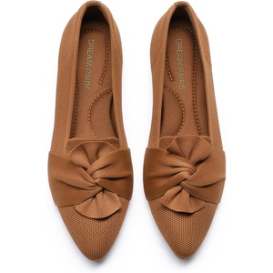 image:imageDREAM PAIRS Flats for Women Pointed Toe Knit Ballet Flats with Bow Foldable Comfortable Dress Shoes for Work Office Business Casual TravelBrown