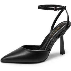 image:imageDREAM PAIRS High Heels for Women Closed Pointed Toe Dress Shoes for Women Ankle Strap Stiletto Heel Party Wedding Sexy Pump ShoesBlackpu