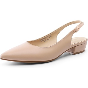 image:imageDREAM PAIRS Kitten Slingback Low Block Heels for Women Pointed Closed Toe Business Dress Shoes Wedding Party Comfortable Pumps ShoesNude