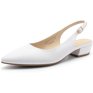 image:imageDREAM PAIRS Kitten Slingback Low Block Heels for Women Pointed Closed Toe Business Dress Shoes Wedding Party Comfortable Pumps ShoesWhite