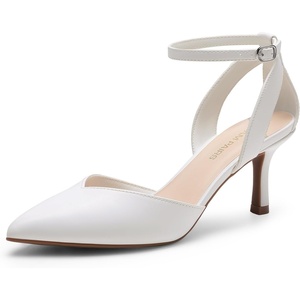 image:imageDREAM PAIRS Pointed Closed Toe Kitten Heels Stiletto Ankle Strap Womens Pumps Shoes for Women Wedding Party Dress SandalsWhitepu