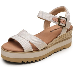 image:imageDREAM PAIRS Wedge Sandals for Women Espadrille Platform Sandals Open Toe Ankle Strap Low Wedges Heel Comfortable Sandals for SummerBeige