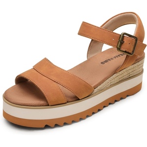 image:imageDREAM PAIRS Wedge Sandals for Women Espadrille Platform Sandals Open Toe Ankle Strap Low Wedges Heel Comfortable Sandals for SummerTan
