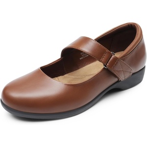image:imageDREAM PAIRS Womens Ballet Mary Jane Flats Comfortable Business Office Dress Shoes for Women Dressy and Work with Ankle StrapBrown