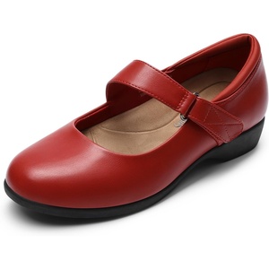 image:imageDREAM PAIRS Womens Ballet Mary Jane Flats Comfortable Business Office Dress Shoes for Women Dressy and Work with Ankle StrapRed