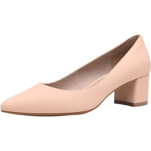 image:imageDREAM PAIRS Womens Chunky Low Block Heels Closed Toe Dress Pumps ShoesApricotNubuckPu