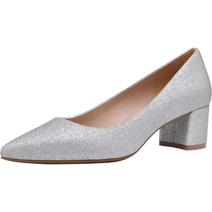 image:imageDREAM PAIRS Womens Chunky Low Block Heels Closed Toe Dress Pumps ShoesSilverGlitter