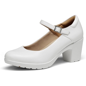 image:imageDREAM PAIRS Womens Chunky Low Block Heels Mary Jane Closed Toe Work Pumps Comfortable Round Toe Dress Wedding Shoes EDENIAWhite