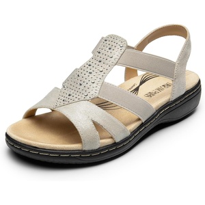 image:imageDREAM PAIRS Womens Comfortable Arch Support Dressy Flat Sandals Elastic Open Toe Walking Shoes for SummerGrey
