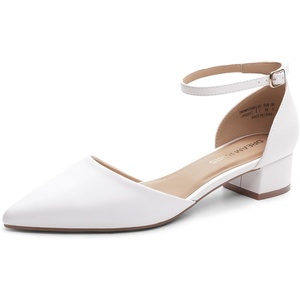 image:imageDREAM PAIRS Womens Dress Shoes Low Heel Pumps Closed Pointed Toe Comfort Casual DOrsay Flats Ankle StrapWhite