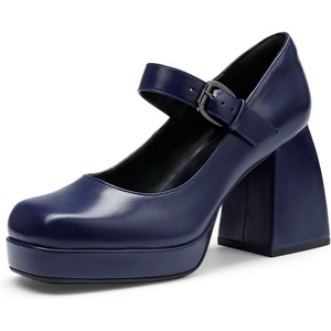 image:imageDREAM PAIRS Womens High Chunky Platform Closed Toe Mary Jane Block Heels Square Toe Strappy Dress Wedding Party Pumps ShoesNavypu
