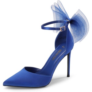 image:imageDREAM PAIRS Womens High Heels Strappy Closed Toe Stiletto Pointed Toe Mesh Bows Ankle Strap DOrsay Sexy Dress Wedding Party Pumps ShoesBlue
