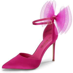 image:imageDREAM PAIRS Womens High Heels Strappy Closed Toe Stiletto Pointed Toe Mesh Bows Ankle Strap DOrsay Sexy Dress Wedding Party Pumps ShoesHot Pink